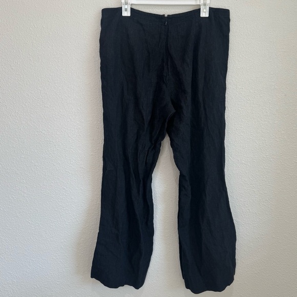 CABI Womens Size 16 Plus Black 100% Linen Wide Leg Pants Back Zip Minimalist - Picture 5 of 7